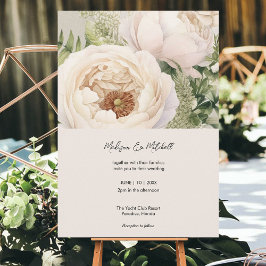 Convites Cor d'água do Buquê de Flor Branco Elegante