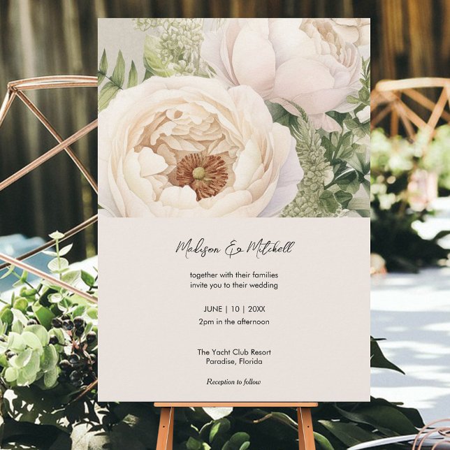 Convites Cor d'água do Buquê de Flor Branco Elegante (Criador carregado)