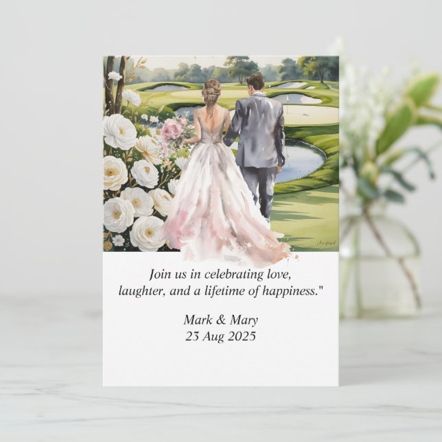 Convites Cor d'água do Casamento de Golf (Em pé/Frente)