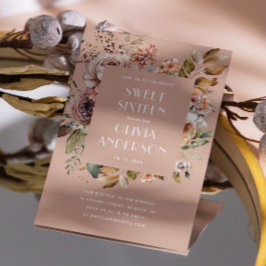 Convites Cor d'água elegante cor floral rosa pálido Sweet 1