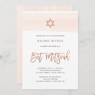 Convites Cor d'água Faux Rosa Dourado Bat Mitzvah