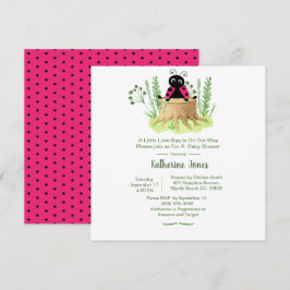 Convites Cor d'água rosa branca Ladybug Girls Chá de fralda