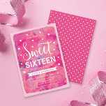 Convites Cor d'água rosa Corações doces 16 Festas de aniver<br><div class="desc">Esta moda Pink Watercolor Sweet, 16 Convites de aniversário, apresenta corações contra um fundo cor-de-água rosa na frente. A placa tem um padrão de bolinhas rosa no verso. Veja outros 16 itens do Sweet aqui https://www.zazzle.com/rosewoodandcitrus/sweet 16?rf=238364477188679314 Personalize este convite substituindo o texto do marcador de posição no modelo para adicionar...</div>