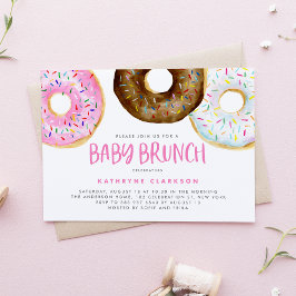 Convites Cor d'água rosa e chocolate Rosquinhas Baby Brunch