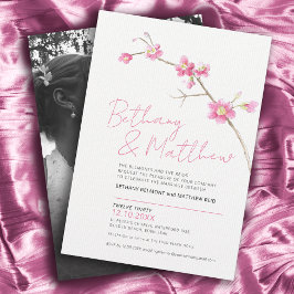 Convites Cor d'água simples minimalista, cor-de-rosa primav