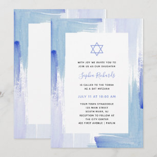 Convites Cor de Água Azul  Bat Mitzvah