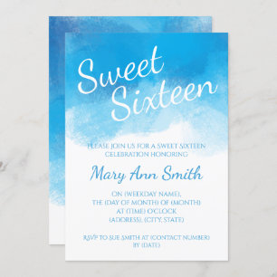 Convites Cor de Água Azul de 16 Verão Doce