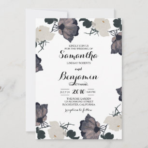 Convites Cor-de-água, Black e White Roses