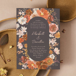 Convites Cor de Água Botânica Floral de Cobre Moderna e Ric