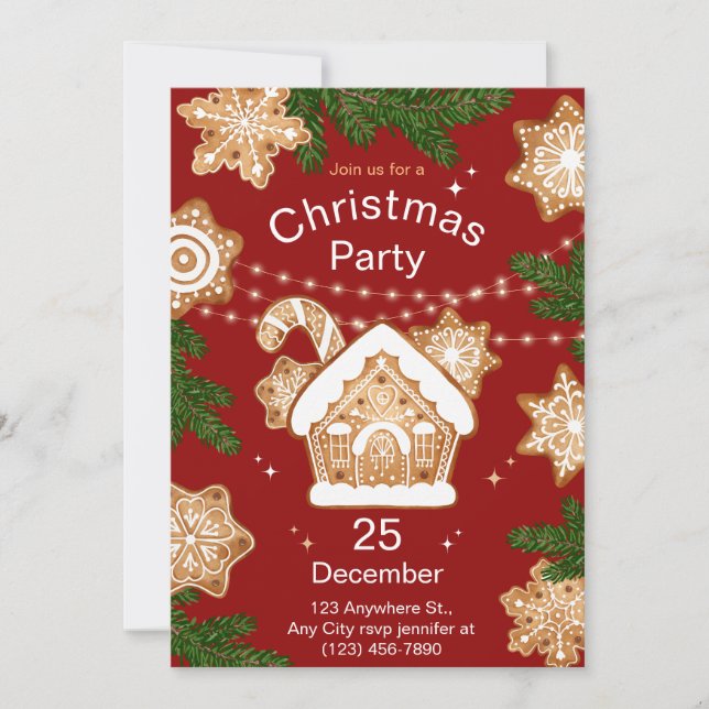 Convites Cor de Água do bege Verde Vermelho Ilustrada (Frente)