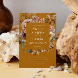 Convites Cor de água elegante mostarda floral laranja doce