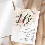 Convites Cor de Água Floral Rosa Moderna Sweet 16<br><div class="desc">Crie seu único convite de aniversário 16 com nossas flores cor d'água floral rosa e modelo de design verde eucalipto. Perfeito para redefinir o objetivo de qualquer idade ou festa surpresa clicando no botão "Personalizado".</div>