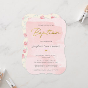 Convites Cor-de-água rosa embebida Elegante e Inv Dourada d