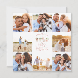 Convites Cor-de-água rosada 50 e fabuloso aniversário