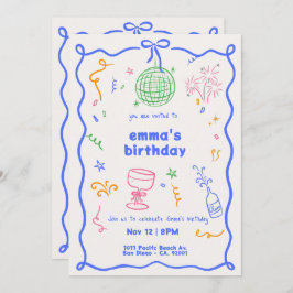 Convites Cor de aniversário do Disco Whimsical