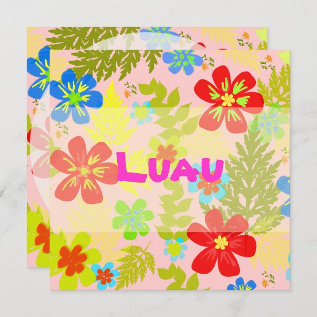 Convites Cor de fundo da selva do Havaí PixDezines (Frente/Verso)