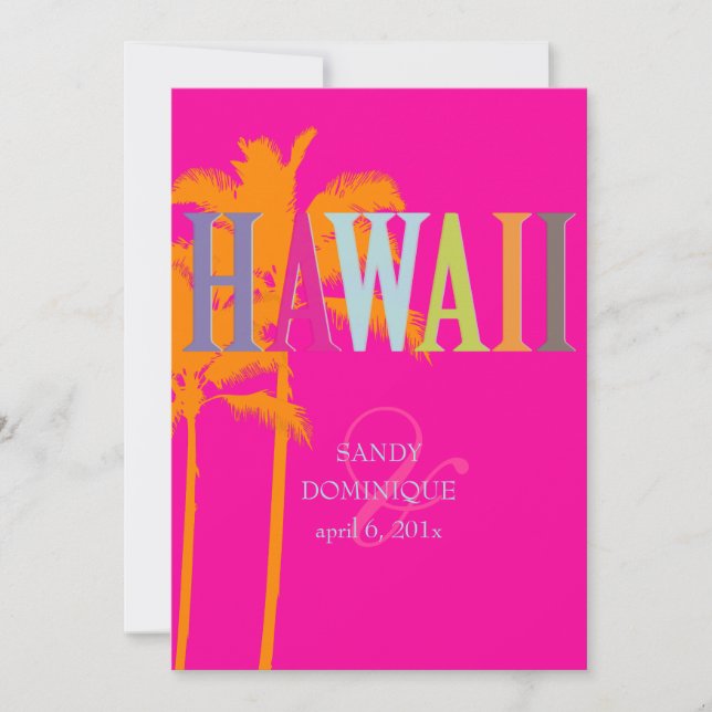 Convites Cor de fundo do PixDezines hawaii+palms/DIY (Frente)