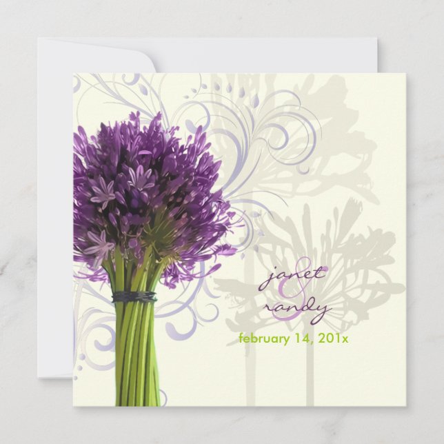 Convites Cor de fundo PixDezines Purple Agapanthus/DIY (Frente)