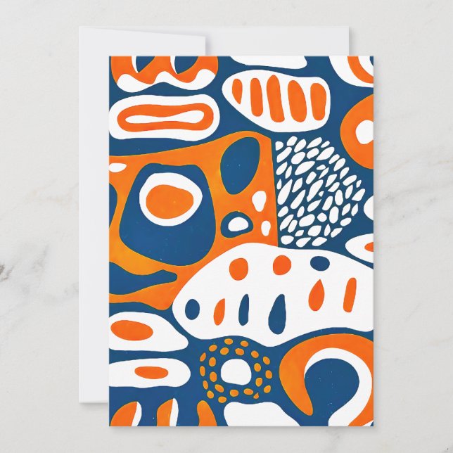 Convites Cor de laranja azul geométrica branca (Frente)
