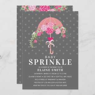 Convites Cor-de-rosa-branca e Cinza Chá de fraldas guarda-c