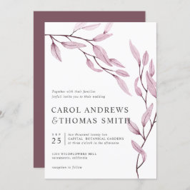 Convites Cor-de-rosa | Casamento com Folhas Botânicas Verti