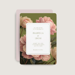 Convites Cor-de-rosa Casamento de Rosa da Olive Green