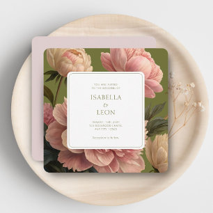 Convites Cor-de-rosa Casamento Vintage Olive & Rosa