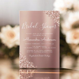 Convites Cor-de-rosa - Chá de panela brilhante Dourado Ros