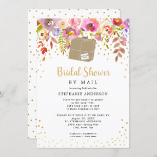 Convites Cor-de-rosa + Chá de panela de caixa de expedição 