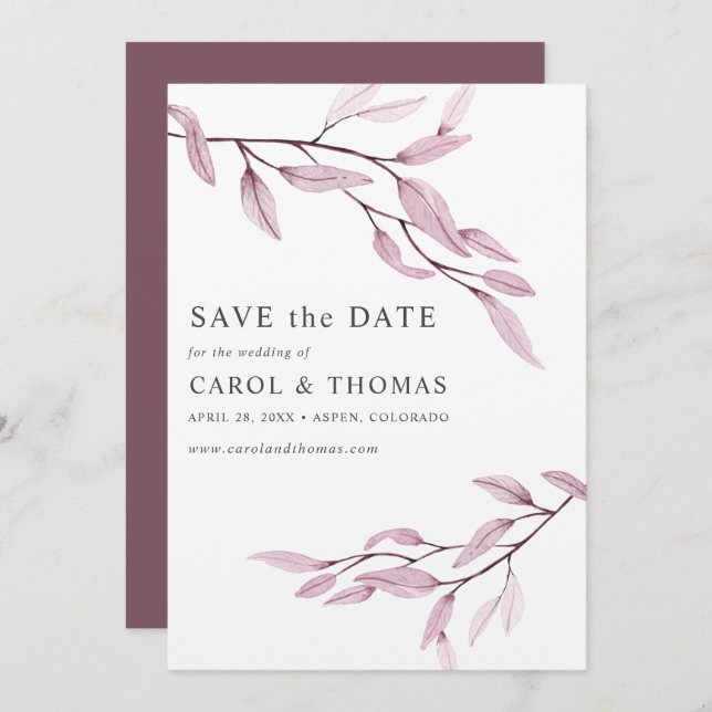 Convites Cor-de-rosa | cic VERTICAL salvar data (Frente/Verso)