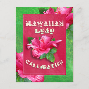 Convites cor-de-rosa de Luau do aniversário do
