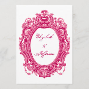 Convites cor-de-rosa do casamento do quadro do