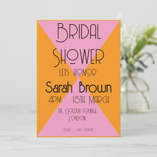 Convites &Cor-de-rosa do chá de panela (Em pé/Frente)