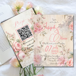 Convites cor-de-rosa do chique vintage com o casamento rsvp