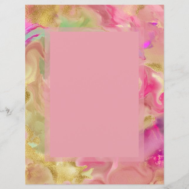 Convites cor-de-rosa, dourado, tinta verde de márm (Frente)