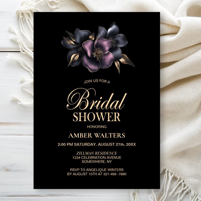 Convites Cor-de-rosa e Cinza, Chá de panela Floral (Criador carregado)