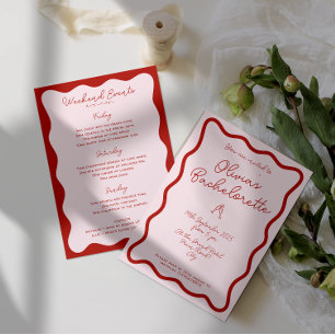 Convites Cor-de-rosa e vermelho-preto Bachelorette Bash