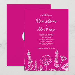 Convites Cor de Rosa Elegante Wildflower Wekdim