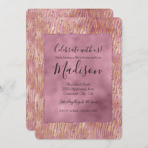 Convites Cor-de-rosa Glitzy Glitz Sparkle Zebra Impressão