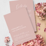 Convites Cor-de-rosa Mínimo Detalhes de Casamento Simples C<br><div class="desc">Simples e elegante casamento rosa Blush,  detalhes e convite de código QR. Uma coleção moderna.</div>