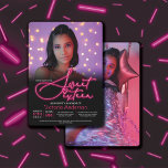 Convites Cor de rosa no Néon-Fá das Trevas 16<br><div class="desc">Este legal e divertido convite de aniversário de 16 anos é perfeito para uma festa de temas brilhantes. Ele apresenta tipografia de assinatura manuscrita que parece estar brilhando. Ele também apresenta duas fotos da aniversariante e uma simples tipografia. O esquema de cores inclui preto, branco e néon rosa. É moderno,...</div>