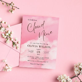 Convites Cor-de-rosa Pastel no Chá de panela da Nuvem 9