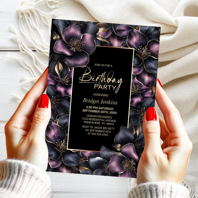 Convites Cor-de-rosa poeirento e Cinza floral qualquer Fest (Criador carregado)