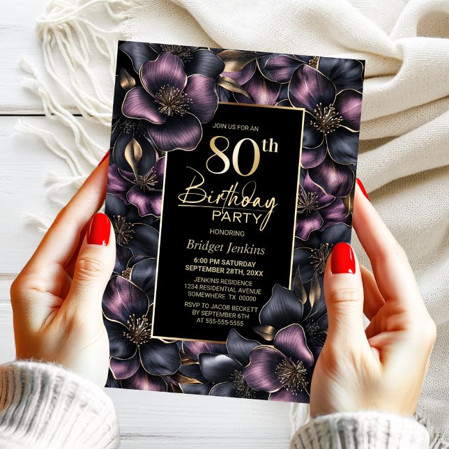 Convites Cor-de-rosa poeirento e Festa de aniversário de 80 (Criador carregado)