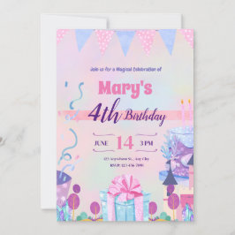 Convites cor-de-rosa púrpura, magia, giro