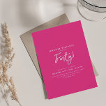 Convites Cor-de-rosa-quente aniversário de 40 anos de Scrip<br><div class="desc">Um elegante design de convite de festas com tipografia moderna e texto personalizado.</div>
