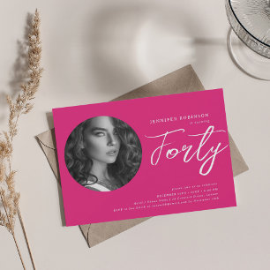 Convites Cor-de-rosa quente com aniversário de 40 anos de s