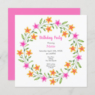 Convites Cor de rosa quente e aquarela alaranjada