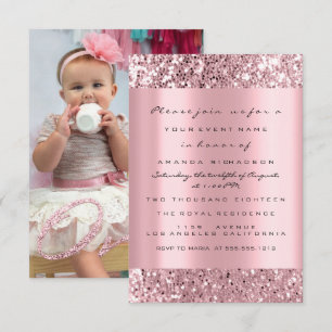 Convites Cor-de-rosa-Rosa da-Festa de aniversário brilhante