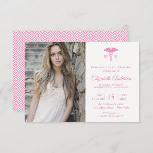 Convites Cor-de-rosa-rosa da formatura da Escola de Enferma